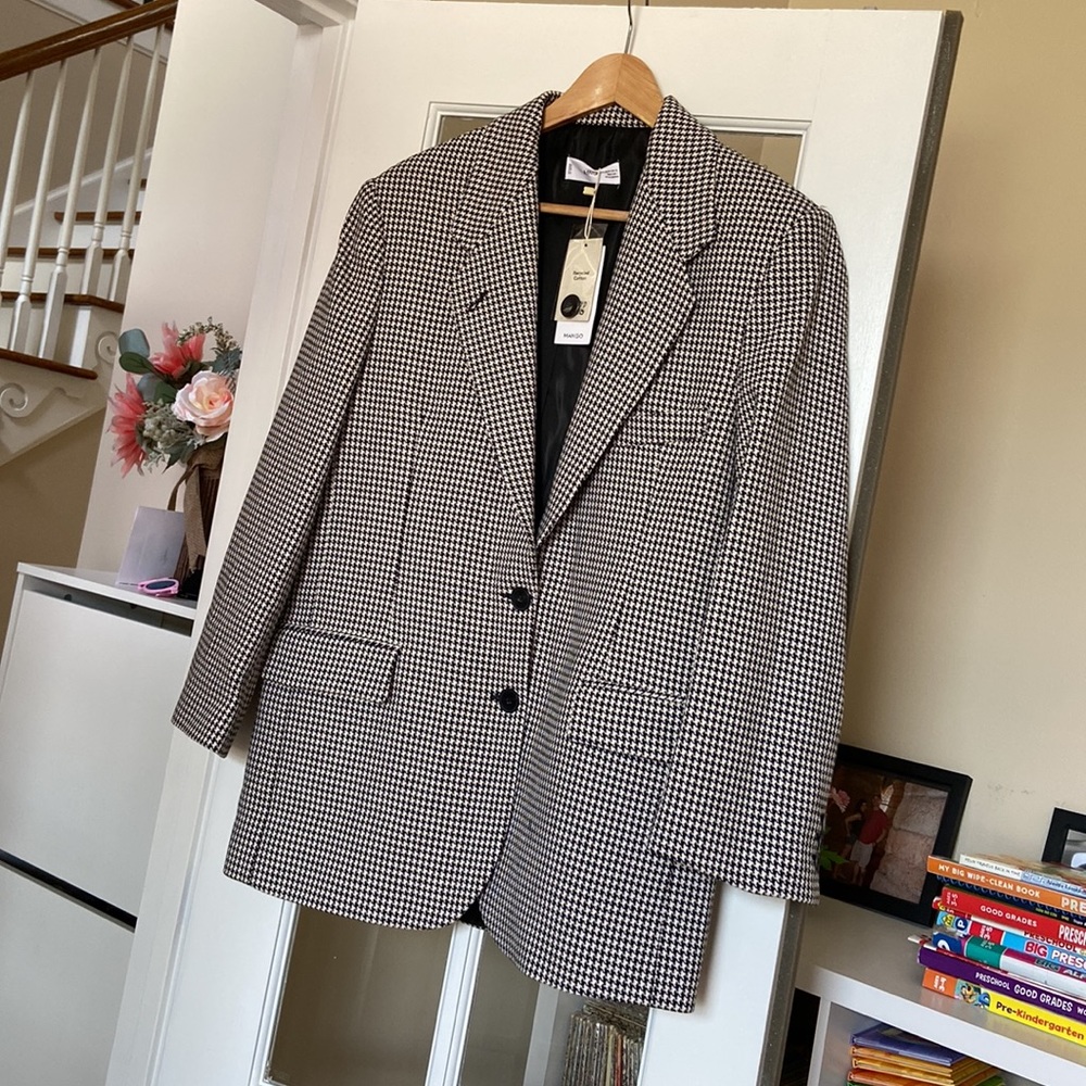 MANGO oversized houndstooth wool blend blazer blogger favorite - Picture 9 of 12